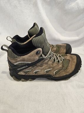 Merrell Chameleon 7 Limit Mens Dusty Olive Mid Hiking Boots Waterproof Size 10